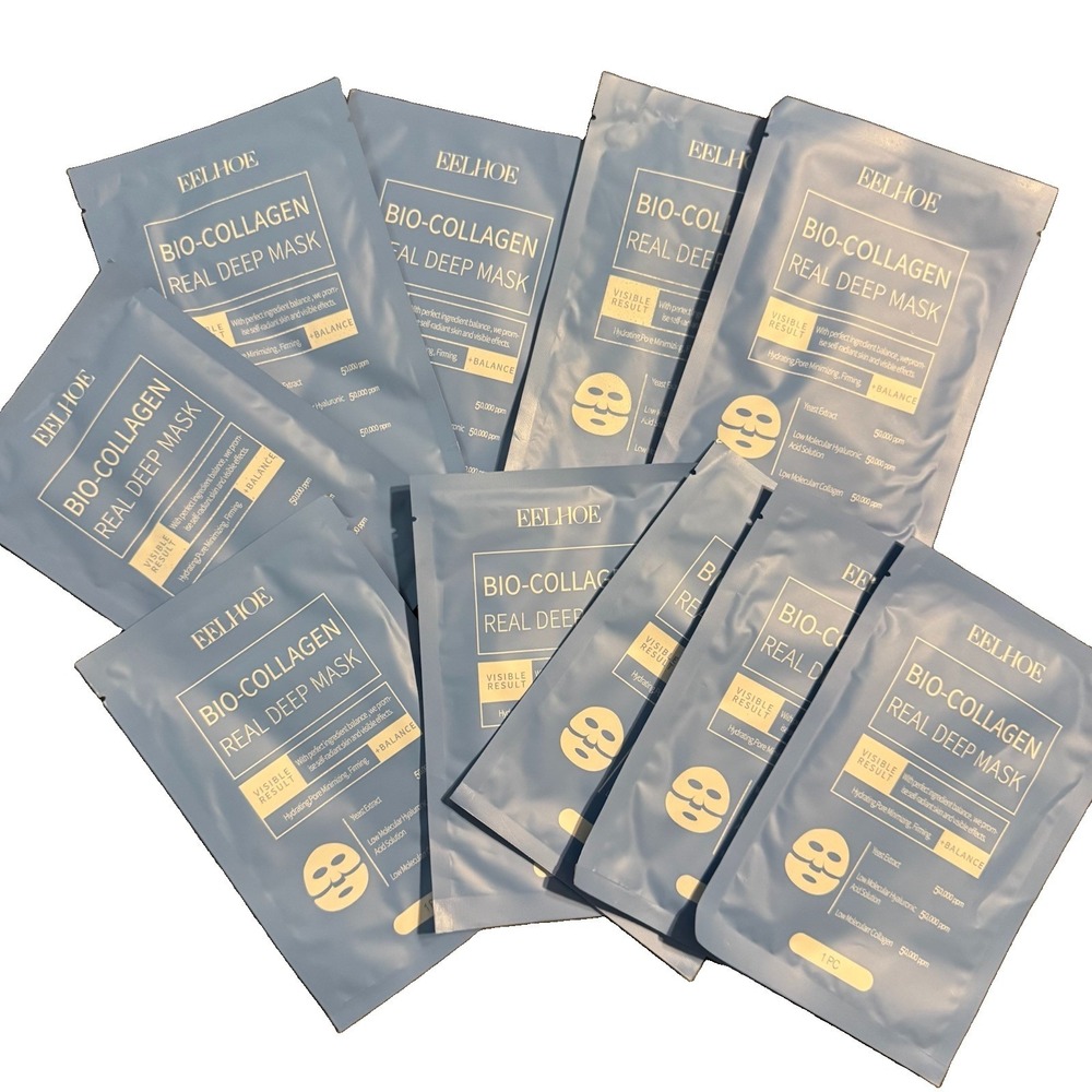 Lot of 10 EELHOE Bio‎ Collagen Real Deep Face Masks Hydrating Pore Minimizing